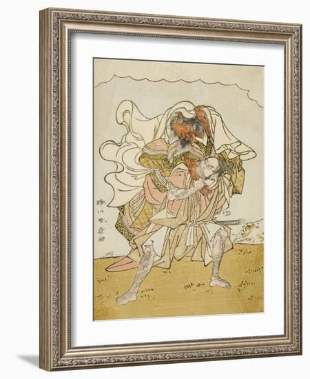 The Warrior Omori Hikoshichi Carrying a Female Demon on His Back, C.1772-Katsukawa Shunsho-Framed Giclee Print