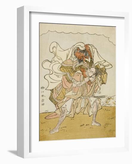 The Warrior Omori Hikoshichi Carrying a Female Demon on His Back, C.1772-Katsukawa Shunsho-Framed Giclee Print