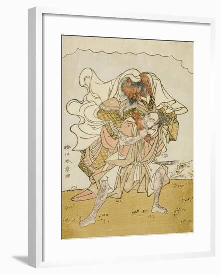 The Warrior Omori Hikoshichi Carrying a Female Demon on His Back, C.1772-Katsukawa Shunsho-Framed Giclee Print