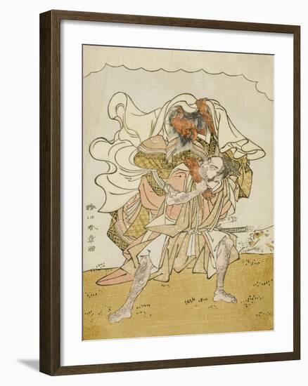 The Warrior Omori Hikoshichi Carrying a Female Demon on His Back, C.1772-Katsukawa Shunsho-Framed Giclee Print