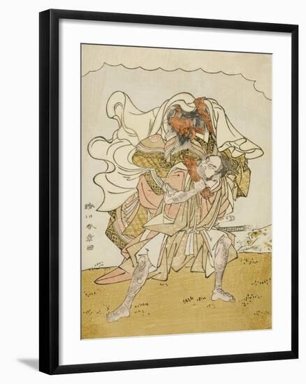 The Warrior Omori Hikoshichi Carrying a Female Demon on His Back, C.1772-Katsukawa Shunsho-Framed Giclee Print