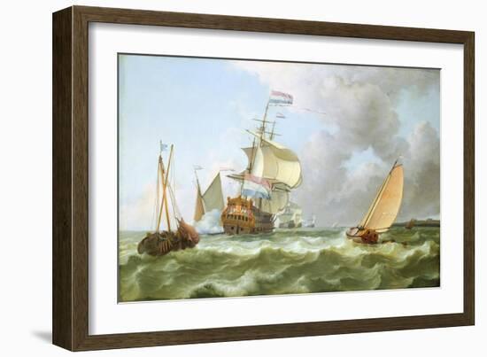 The Warship 'Hollandia' in Full Sail-Ludolf Backhuysen-Framed Giclee Print