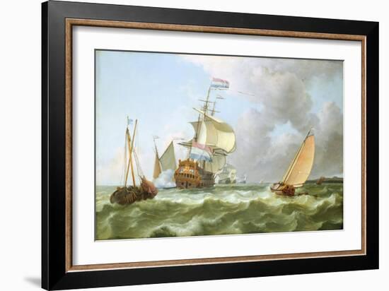 The Warship 'Hollandia' in Full Sail-Ludolf Backhuysen-Framed Giclee Print