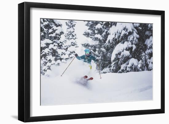 The Wasatch Gets Slammed. Mali Noyes Storm Skiing, Alta Ski Area, Utah-Louis Arevalo-Framed Photographic Print