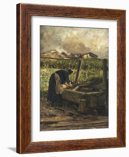 The Washer at the Fountain, 1887-Giovanni Segantini-Framed Giclee Print