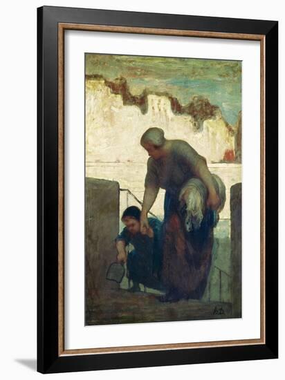 The Washerwoman, circa 1860-61-Honore Daumier-Framed Giclee Print