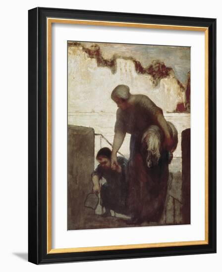 The Washerwoman (La Blanchisseuse)-Honore Daumier-Framed Art Print