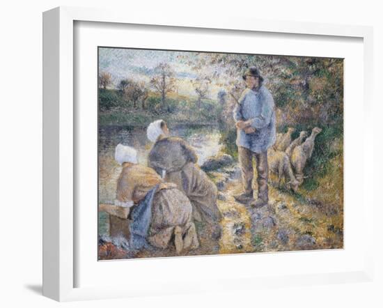 The Washerwomen, 1881-Camille Pissarro-Framed Giclee Print