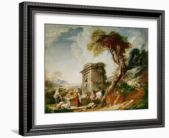 The Washerwomen, C.1730 (Oil on Canvas)-Francois Boucher-Framed Giclee Print