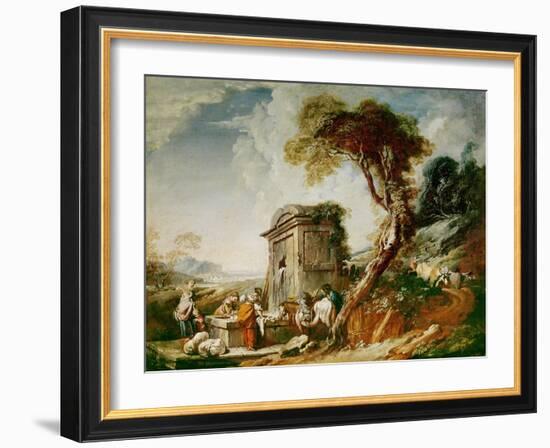 The Washerwomen, C.1730 (Oil on Canvas)-Francois Boucher-Framed Giclee Print