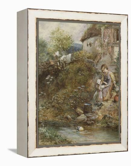 The Washing Day (W/C on Paper)-Myles Birket Foster-Framed Premier Image Canvas