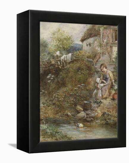 The Washing Day (W/C on Paper)-Myles Birket Foster-Framed Premier Image Canvas