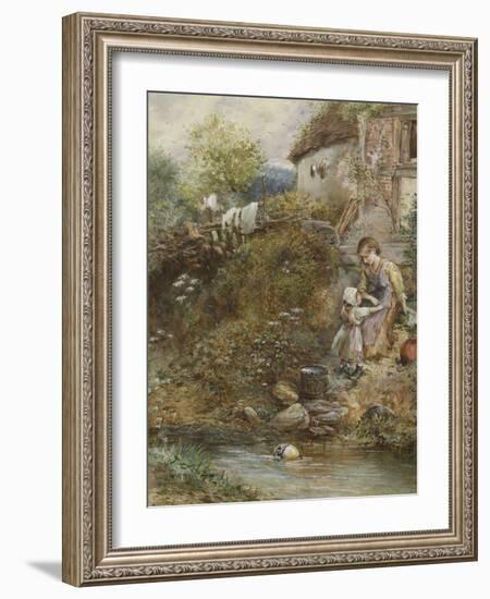 The Washing Day (W/C on Paper)-Myles Birket Foster-Framed Giclee Print