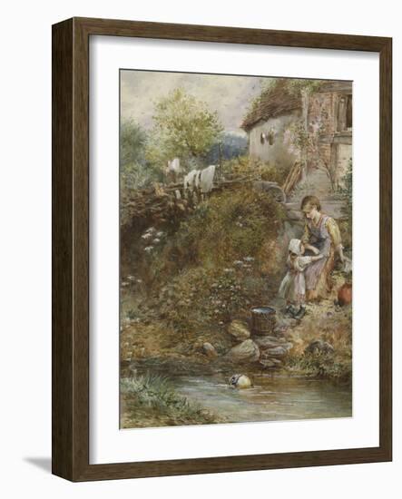 The Washing Day (W/C on Paper)-Myles Birket Foster-Framed Giclee Print