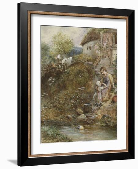 The Washing Day (W/C on Paper)-Myles Birket Foster-Framed Giclee Print