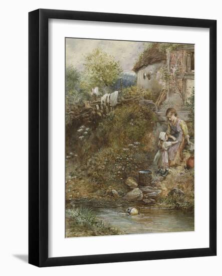 The Washing Day (W/C on Paper)-Myles Birket Foster-Framed Giclee Print