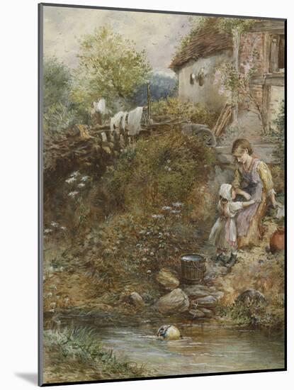 The Washing Day (W/C on Paper)-Myles Birket Foster-Mounted Giclee Print