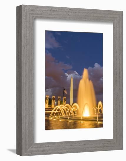 The Washington Monument Lit Up at Night as Seen from the World War Ii Monument-Michael Nolan-Framed Photographic Print