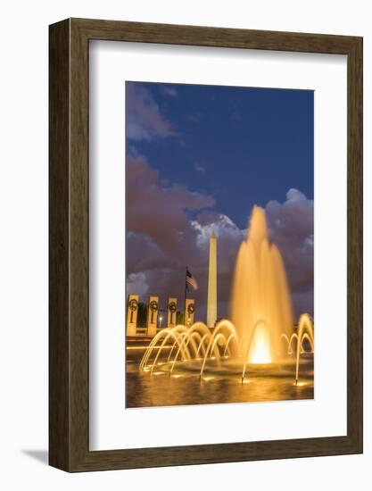 The Washington Monument Lit Up at Night as Seen from the World War Ii Monument-Michael Nolan-Framed Photographic Print