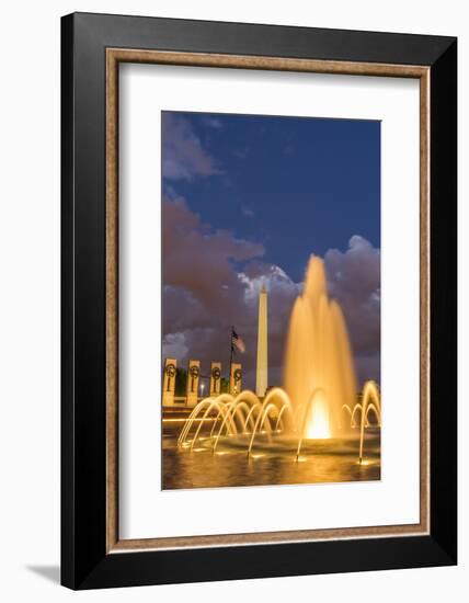 The Washington Monument Lit Up at Night as Seen from the World War Ii Monument-Michael Nolan-Framed Photographic Print