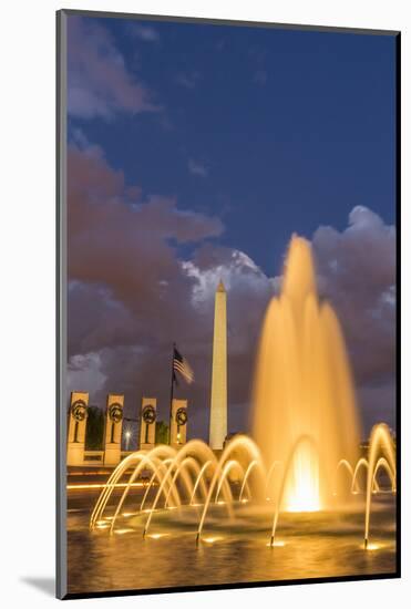 The Washington Monument Lit Up at Night as Seen from the World War Ii Monument-Michael Nolan-Mounted Photographic Print