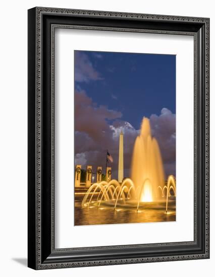 The Washington Monument Lit Up at Night as Seen from the World War Ii Monument-Michael Nolan-Framed Photographic Print