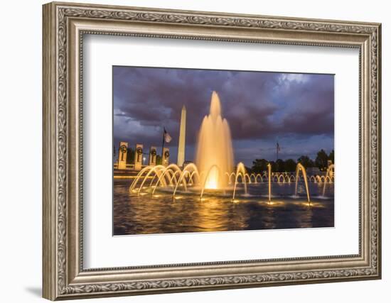 The Washington Monument Lit Up at Night as Seen from the World War Ii Monument-Michael Nolan-Framed Photographic Print