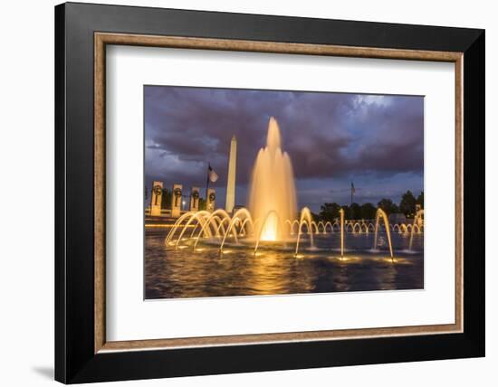 The Washington Monument Lit Up at Night as Seen from the World War Ii Monument-Michael Nolan-Framed Photographic Print