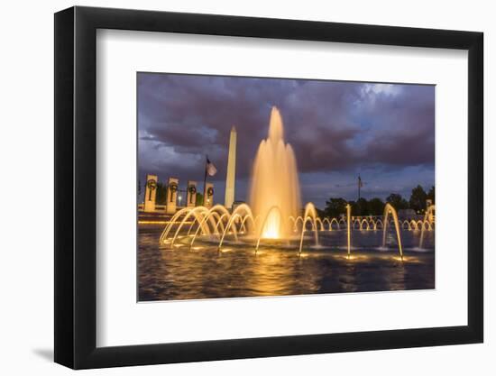 The Washington Monument Lit Up at Night as Seen from the World War Ii Monument-Michael Nolan-Framed Photographic Print