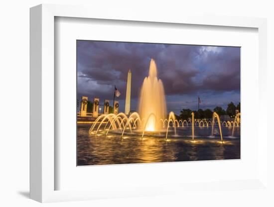 The Washington Monument Lit Up at Night as Seen from the World War Ii Monument-Michael Nolan-Framed Photographic Print