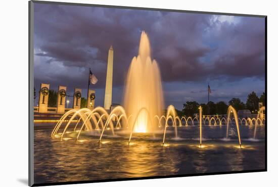 The Washington Monument Lit Up at Night as Seen from the World War Ii Monument-Michael Nolan-Mounted Photographic Print