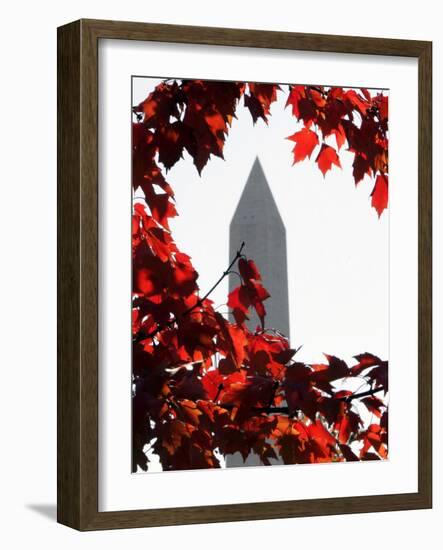 The Washington Monument Surrounded by the Brilliant Colored Leaves-Ron Edmonds-Framed Photographic Print