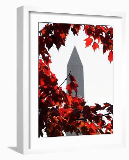 The Washington Monument Surrounded by the Brilliant Colored Leaves-Ron Edmonds-Framed Photographic Print