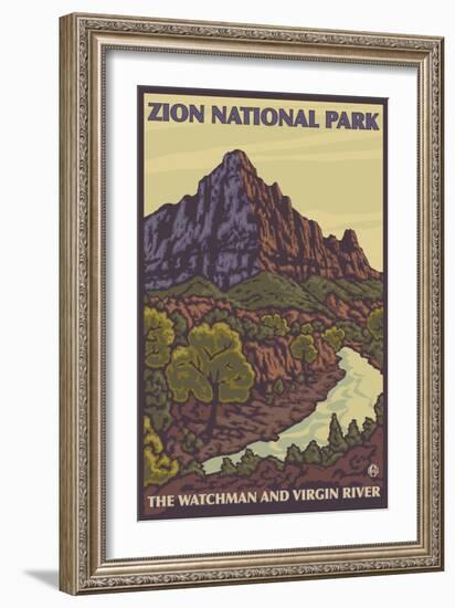 The Watchman, Zion National Park, Utah-Lantern Press-Framed Art Print