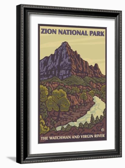 The Watchman, Zion National Park, Utah-Lantern Press-Framed Art Print