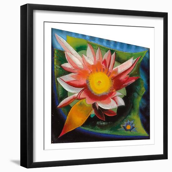 The Water Lily, C.1924 (Oil on Glass)-Joseph Stella-Framed Giclee Print