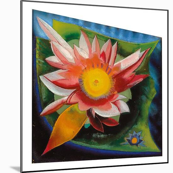 The Water Lily, C.1924 (Oil on Glass)-Joseph Stella-Mounted Giclee Print