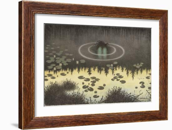 The Water Sprite, 1904 (Pencil, W/C, Charcoal & Crayon)-Theodor Severin Kittelsen-Framed Giclee Print