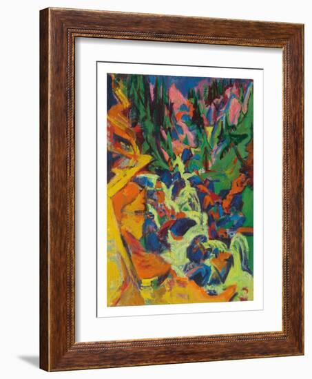 The Waterfall, 1919 (Oil on Canvas)-Ernst Ludwig Kirchner-Framed Giclee Print