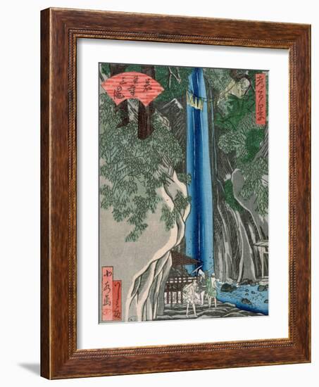 The Waterfall (Colour Woodcut)-Katsushika Hokusai-Framed Giclee Print