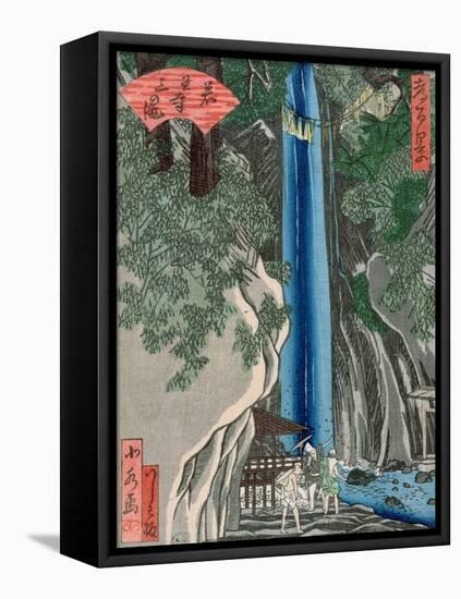 The Waterfall (Colour Woodcut)-Katsushika Hokusai-Framed Premier Image Canvas