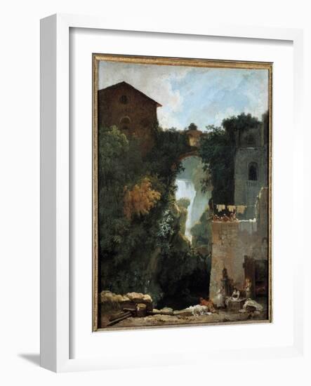 The Waterfalls of Tivoli Des Lavandieres in a Landscape of Waterfalls, 18Th Century (Oil on Canvas)-Jean-Honore Fragonard-Framed Giclee Print