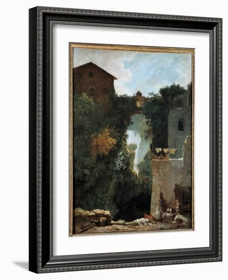 The Waterfalls of Tivoli Des Lavandieres in a Landscape of Waterfalls, 18Th Century (Oil on Canvas)-Jean-Honore Fragonard-Framed Giclee Print