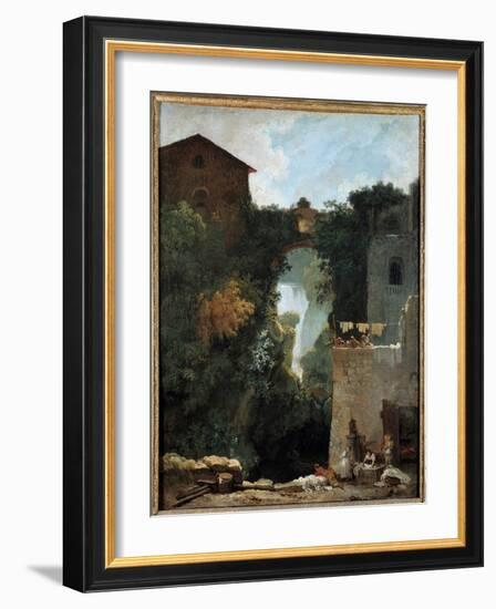 The Waterfalls of Tivoli Des Lavandieres in a Landscape of Waterfalls, 18Th Century (Oil on Canvas)-Jean-Honore Fragonard-Framed Giclee Print