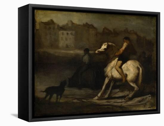 The Watering Place, Bank of the Seine, C.1855 (Oil on Board)-Honore Daumier-Framed Premier Image Canvas