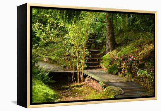 The Way to the Meditation Hall (Dojo) in the Garden of Zen Temple Ryumonji-null-Framed Premier Image Canvas