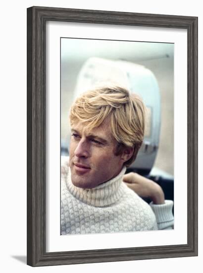 The Way We Were, Robert Redford, Directed by Sydney Pollack on the Set, 1973-null-Framed Photo