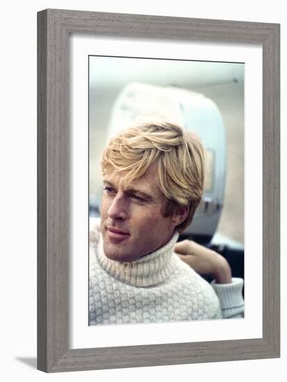 The Way We Were, Robert Redford, Directed by Sydney Pollack on the Set, 1973-null-Framed Photo