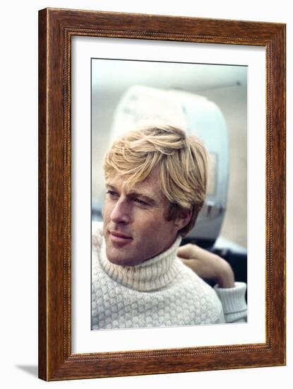 The Way We Were, Robert Redford, Directed by Sydney Pollack on the Set, 1973-null-Framed Photo