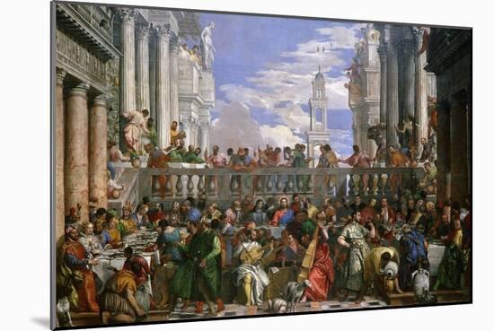The Wedding at Cana, Painted 1562-63-Paolo Veronese-Mounted Giclee Print